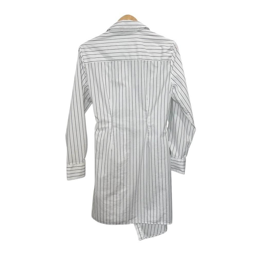 NEW Abercrombie & Fitch Long-Sleeve Wrap Collared Shirt Dress White Stripe - Picture 4 of 4